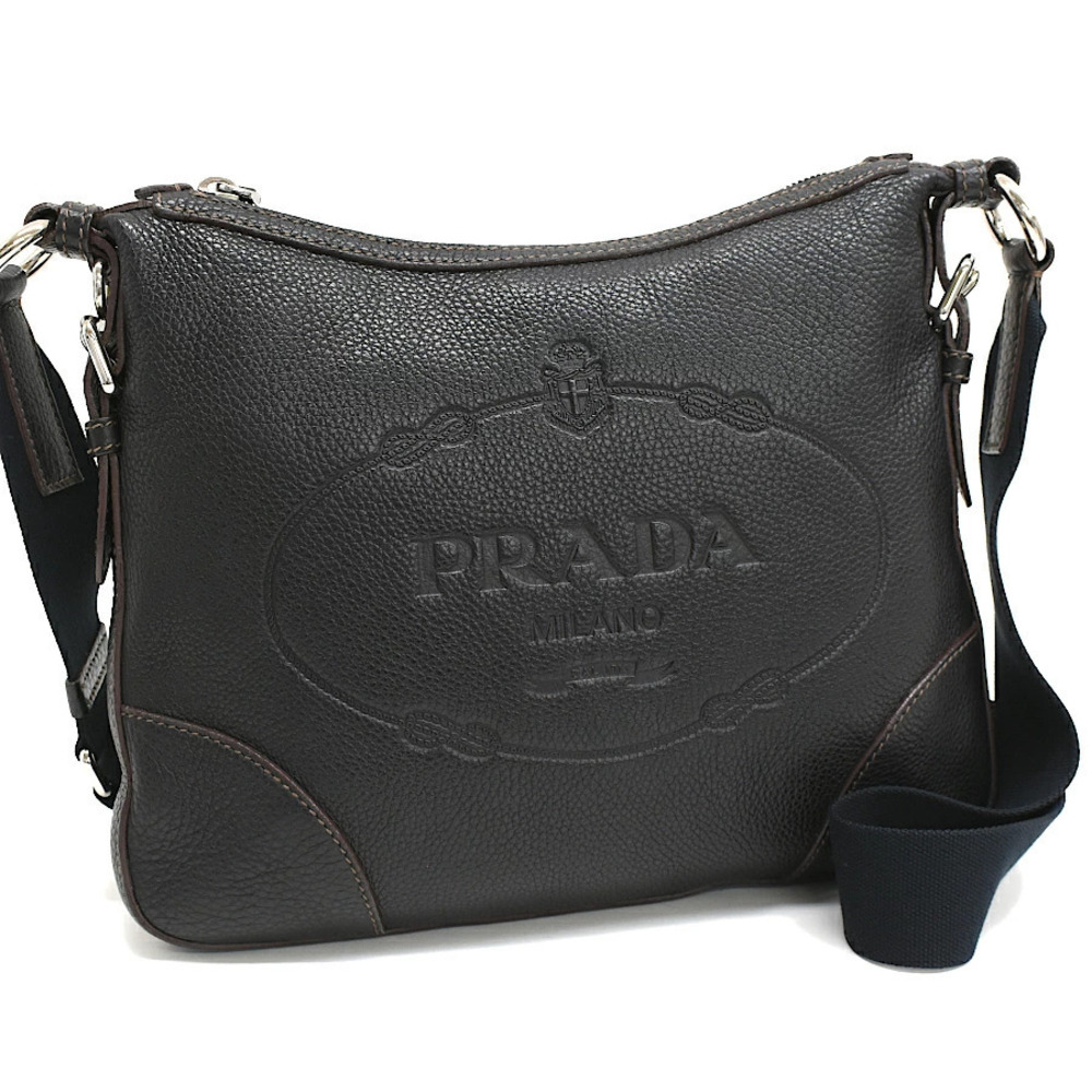 Prada Crossbody Shoulder Bag VITELLO DAINO Leather Nero Black - Picture 1 of 8